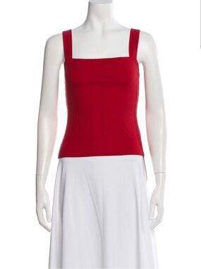 Reformation Canyon Knit Ribbed Square-Neck Tank in Red